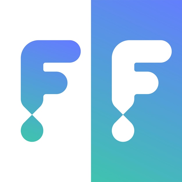 Vector letter f and ink drop logo