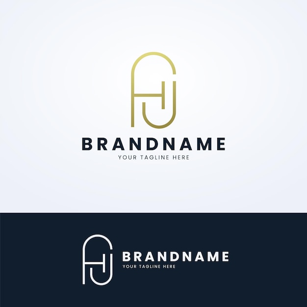 Letter f j monoline logo design template