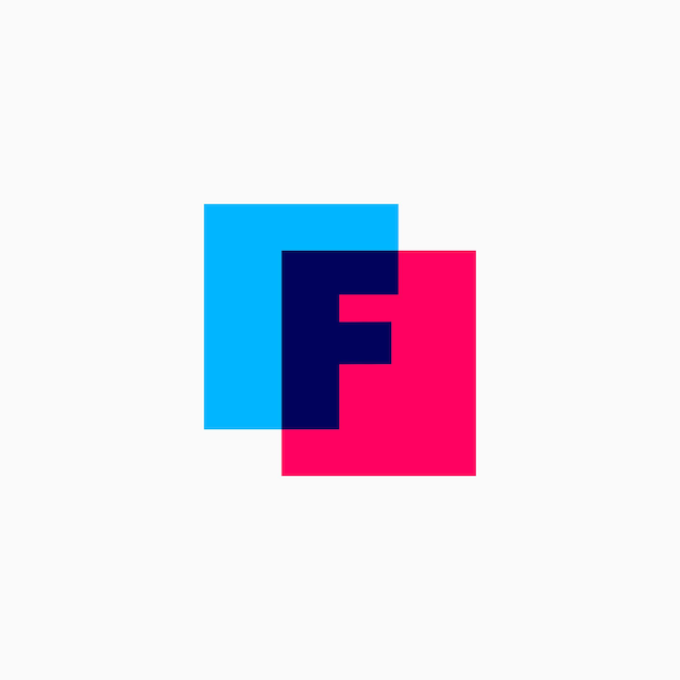 Vector letter f lettermark initiaal vermenigvuldigen overlappende kleur logo vector icon illustratie