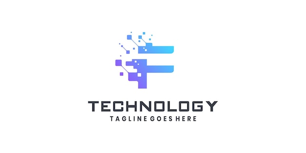 テクノロジーのためのF文字のロゴデザイン