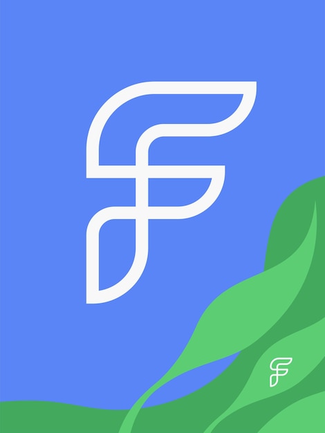 Letter f logo mark in a simple, organic monoline style, for your initials, ornaments, design element