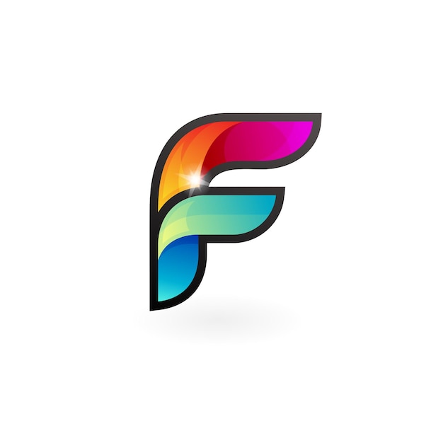 Letter F-logo ontwerp kleurrijke, 3D-stijl logo's