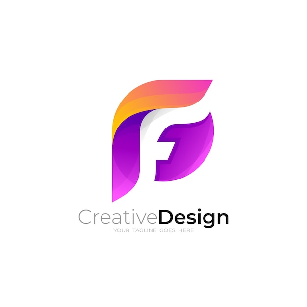 Letter f logo ontwerp kleurrijke eenvoudig ontwerpsjabloon