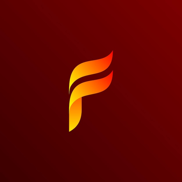 Vettore logo lettera f con logo sfumato rosso e giallo