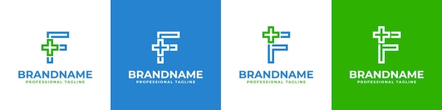 F Medical Cross 문자 현대 로고는 Medical Cross 또는 Pharmacy와 관련된 비즈니스에 대한 F 이니셜입니다.