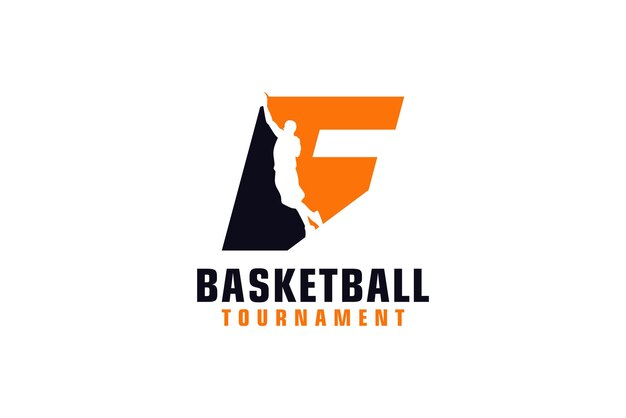 Letter F met basketbal Logo Design Vector Design Template Elementen voor Sport Team