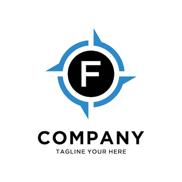 Letter f met creative compass concept logo design template compass logo teken symbool