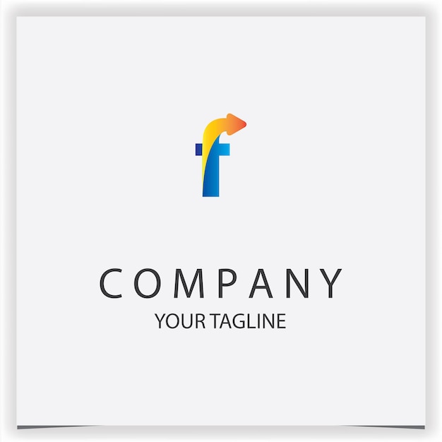 Letter f met pijl logo blauw en oranje kleurverloop modern logo premium elegante sjabloon vector eps 10