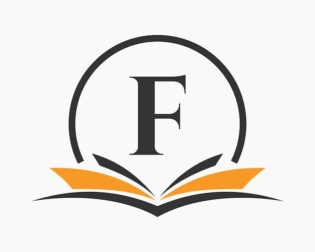 Letter F Onderwijs Logo Boek Concept Opleiding Carrière Teken Universiteit Academie Afstuderen Logo
