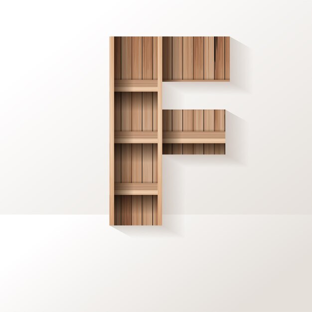 Letter F-ontwerp van houten plank