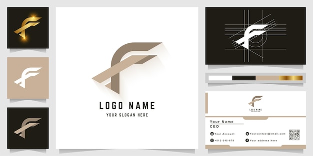 名刺デザインの文字fまたはxモノグラムロゴ