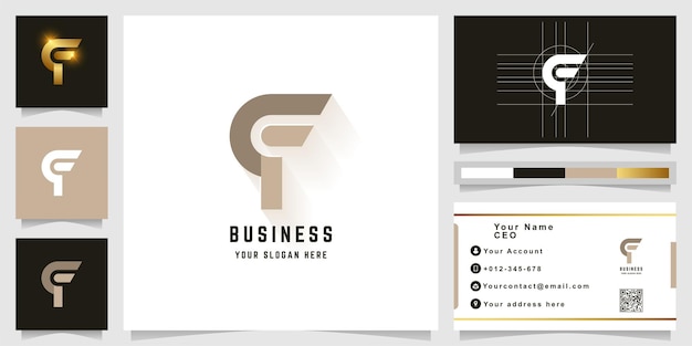 Letter f or qf monogram logo with business card design