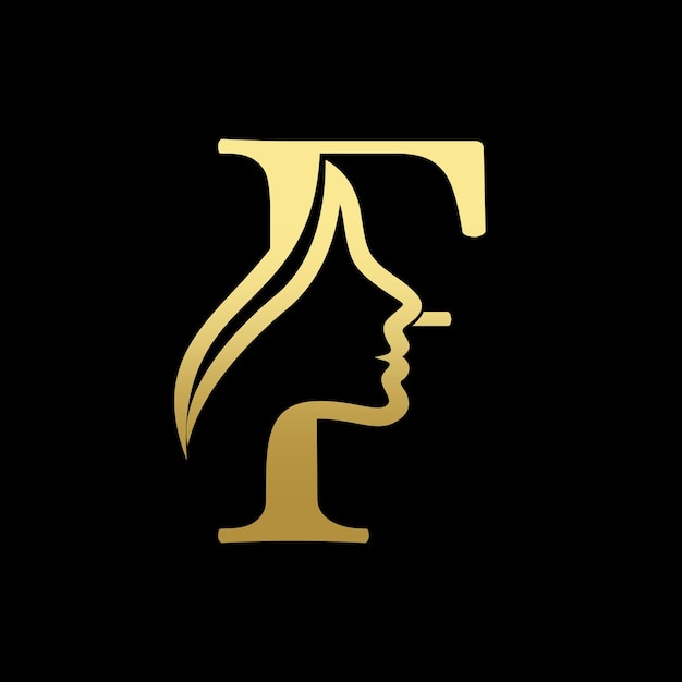 Letter F schoonheid vrouwen gezicht Logo ontwerp