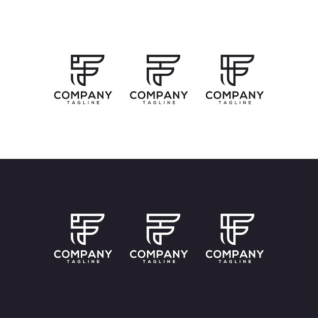 Vettore lettera f set logo design