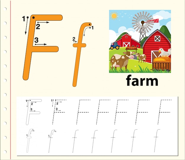 Letter f tracing alphabet worksheets