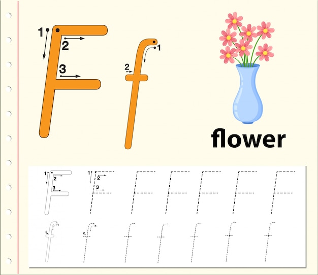 Letter f tracing alphabet worksheets
