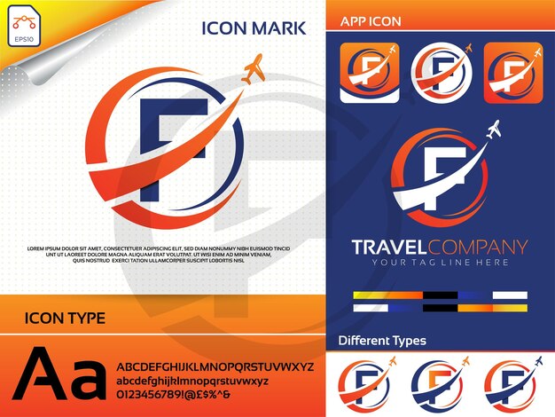 Letter f travel logo Premium Vector