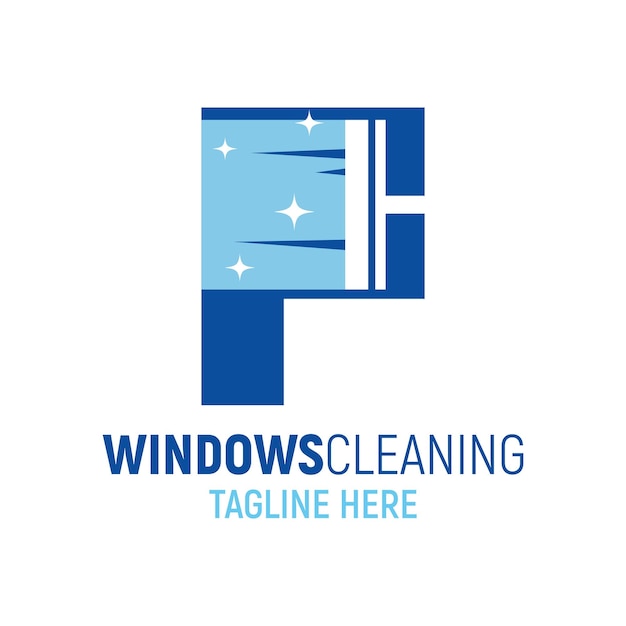 Letter F Window Cleaning Logo Design Template Inspiratie, Vector Illustratie.