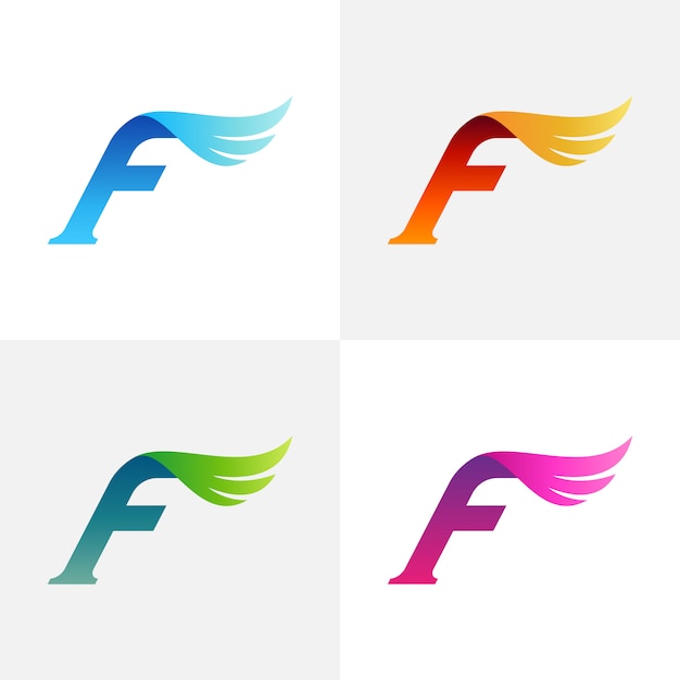 Letter f  wing logo design