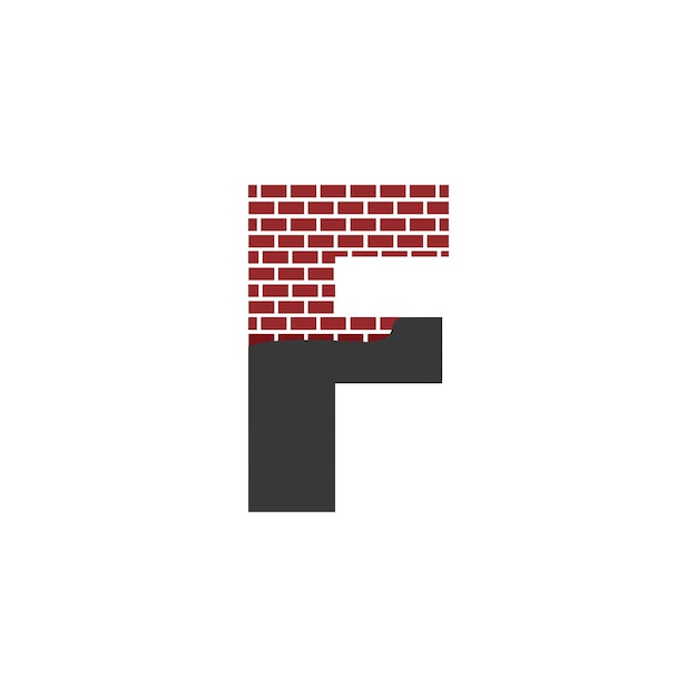 Буква F с логотипом Brick Wall векторный дизайн строительной компании Creative Первоначальная буква и логотип стены