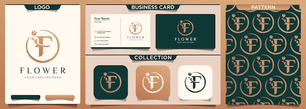 Letter f with flower element logo design