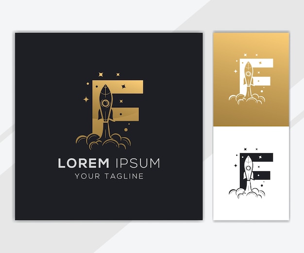 Letter F with luxury abstract rocket logo template