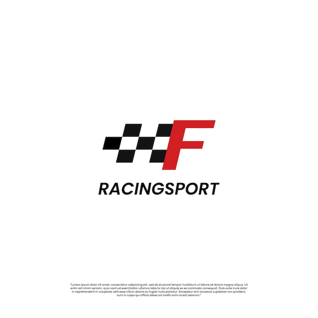 Vector letter f with racing flag icon template logo design