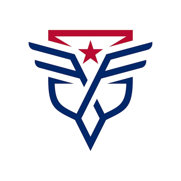 letter F with shield and wing logo design