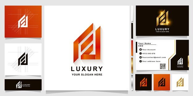 Letter FA or A monogram logo template with business card design