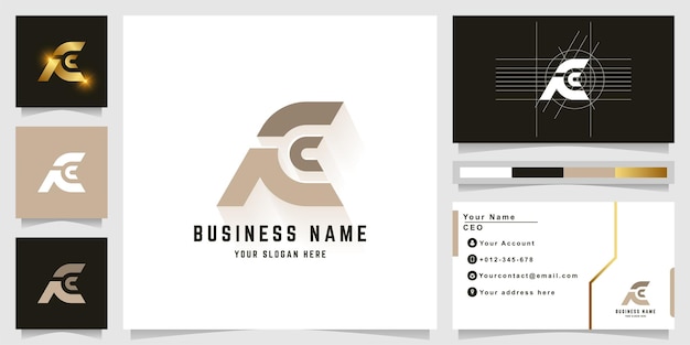 Letter FC or AC monogram logo with business card design