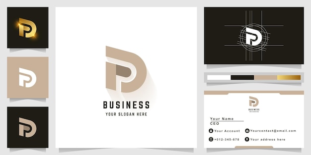 Letter FD or Fa monogram logo with business card design