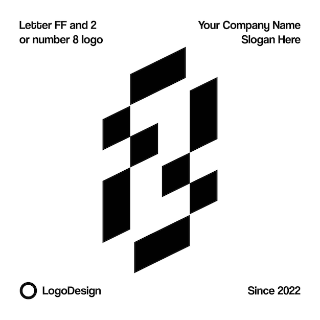 숫자 2 로고 또는 숫자 8 로고 디자인 벡터가 있는 문자 FF