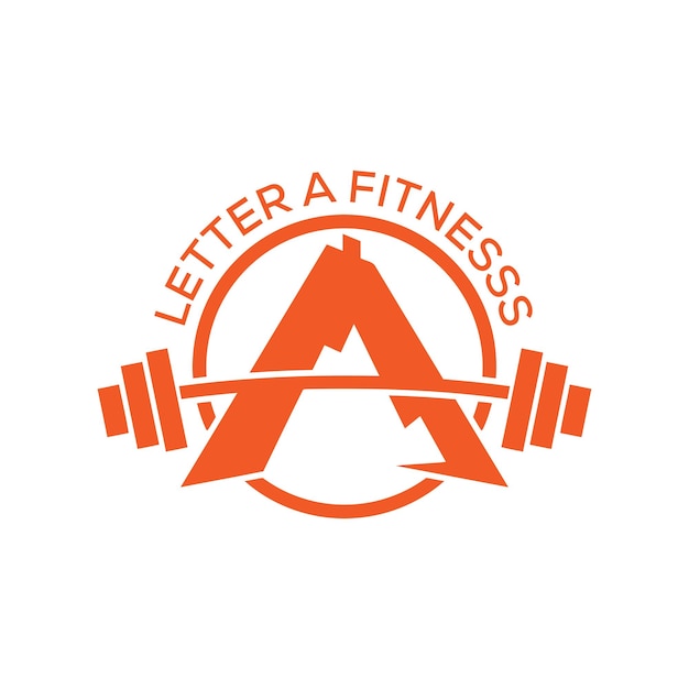 Letter A fitness barbell logo