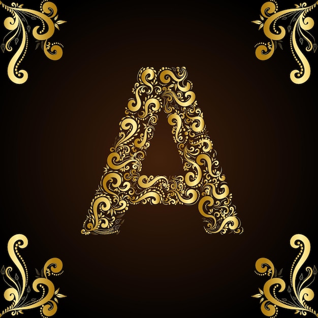 Letter A flower abstract art