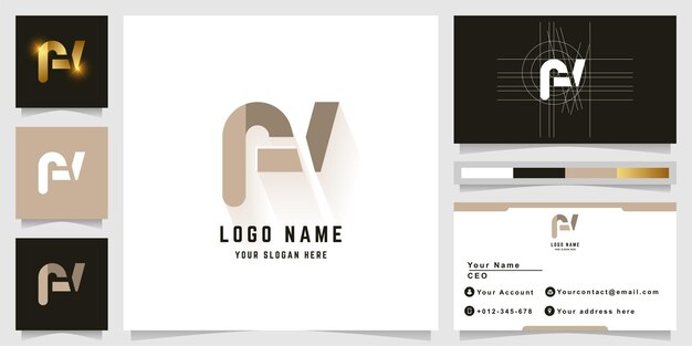 Letter FN or AN monogram logo with business card design