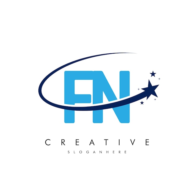 Letter FN NF Star Logo en icoon Vectorillustratieontwerp sjabloon