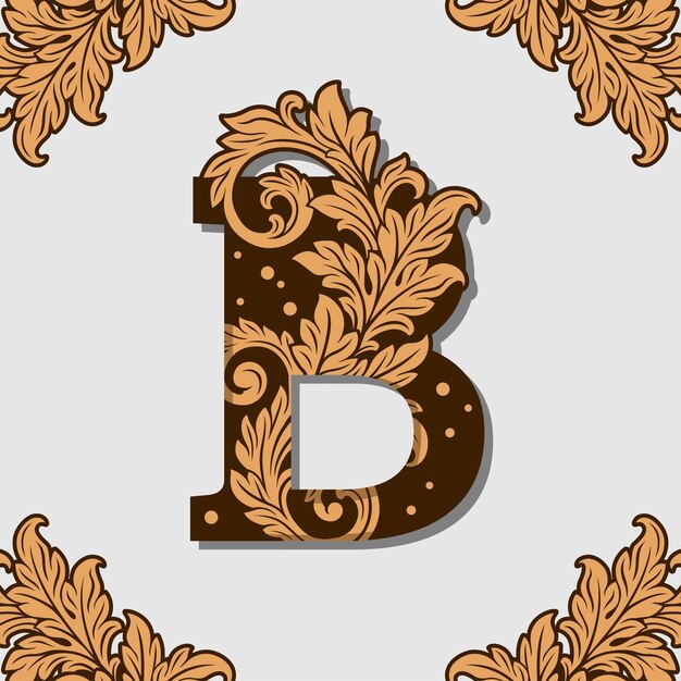 Letter font logo initial carving art template vector