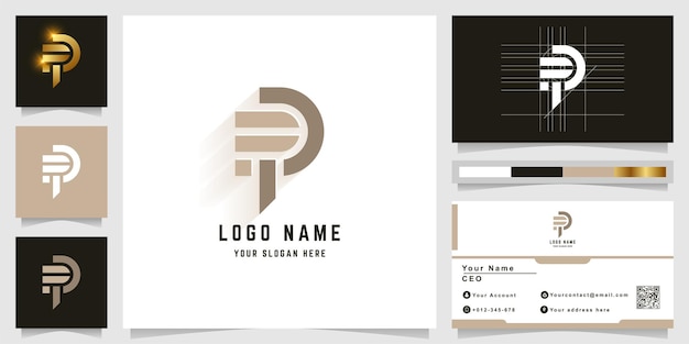 Letter FP or P monogram logo with business card design