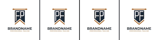 Letter FP and PF Pennant Flag Logo Set Represent Victory Suitable for any business with FP or PF initials