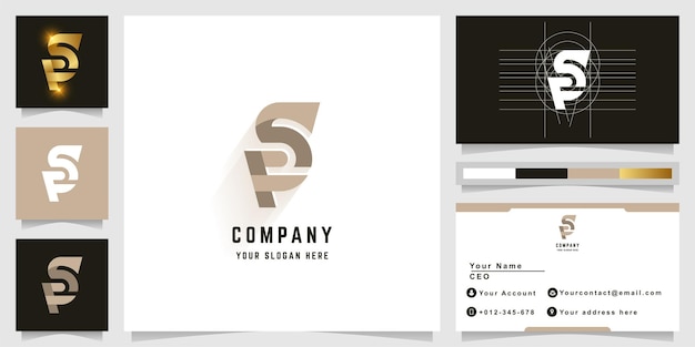 Letter FS or PS monogram logo with business card design