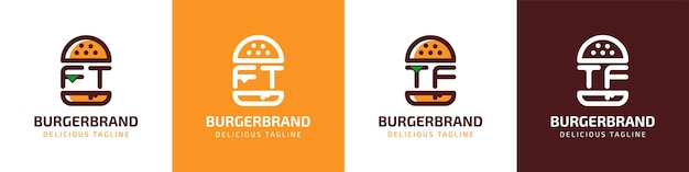 Логотип Letter FT и TF Burger подходит для любого бизнеса, связанного с гамбургерами, с инициалами FT или TF.