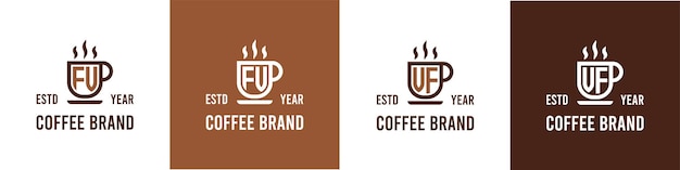 Буква FV и логотип VF Coffee подходят для любого бизнеса, связанного с кофе, чаем или другим, с инициалами FV или VF.