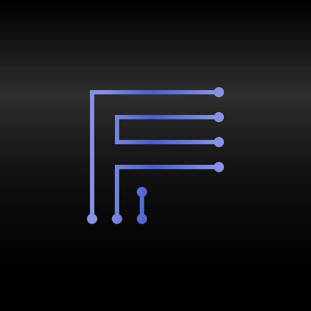 Letter FVector technology font Digital alphabet element Isolated Microchip logo electronic circuitry sign