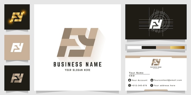 Letter fy or ey monogram logo with business card design