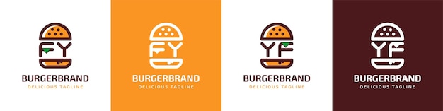 Буква FY и логотип YF Burger подходят для любого бизнеса, связанного с гамбургерами, с инициалами FY или YF.