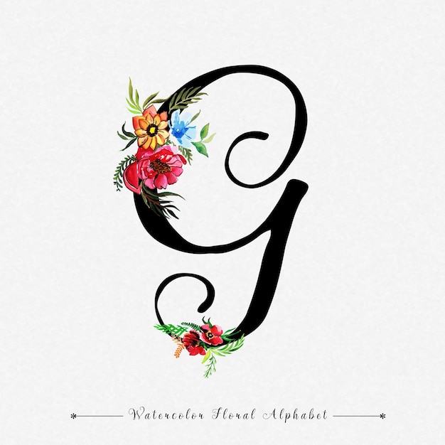 Vector letter g aquarel bloemen achtergrond