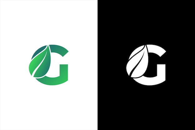 Letter G blad logo pictogram ontwerp sjabloon vector symbool alfabet botanische natuurlijke G brief logo