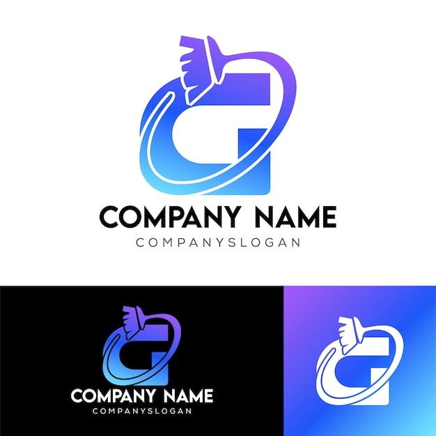 글자 g 청소 로고 디자인 터