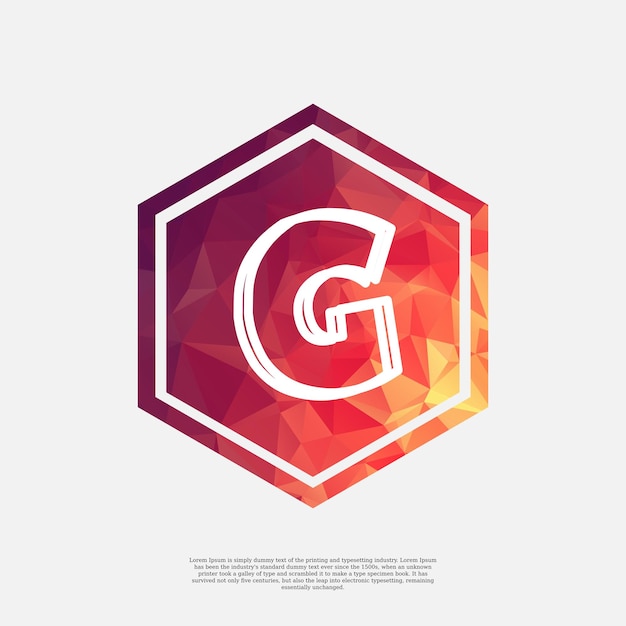 Letter G on colorful polygon vector design template with white background