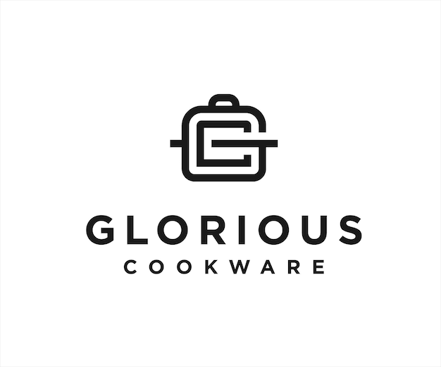 Lettera g cucina logo design immagine vettoriale. pentola con immagine di design del logo della lettera g